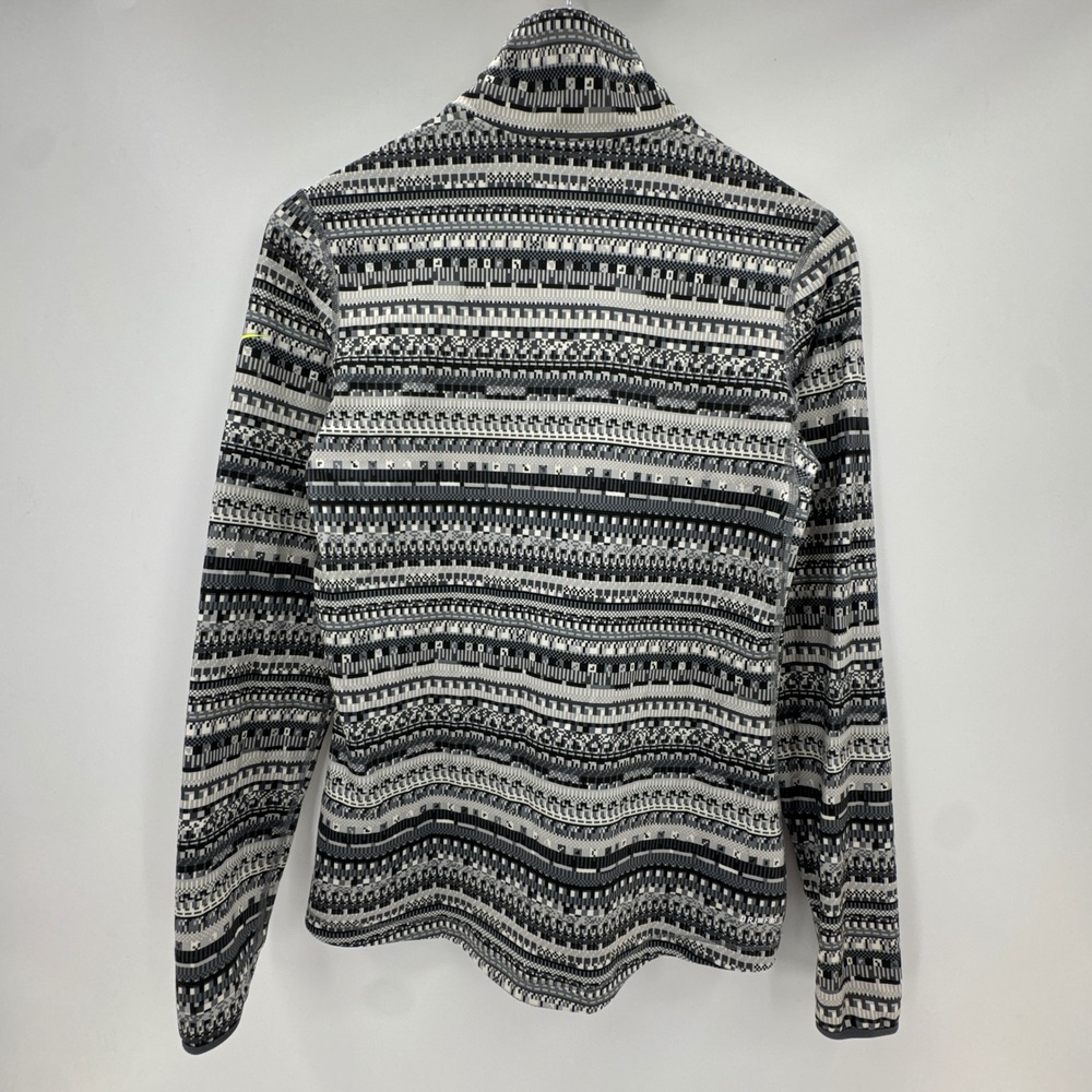 Nike Pro Dri-FIT Sweatshirt Womens Large Gray Geometric Pixel Print Quarter Zip - Picture 2 of 16